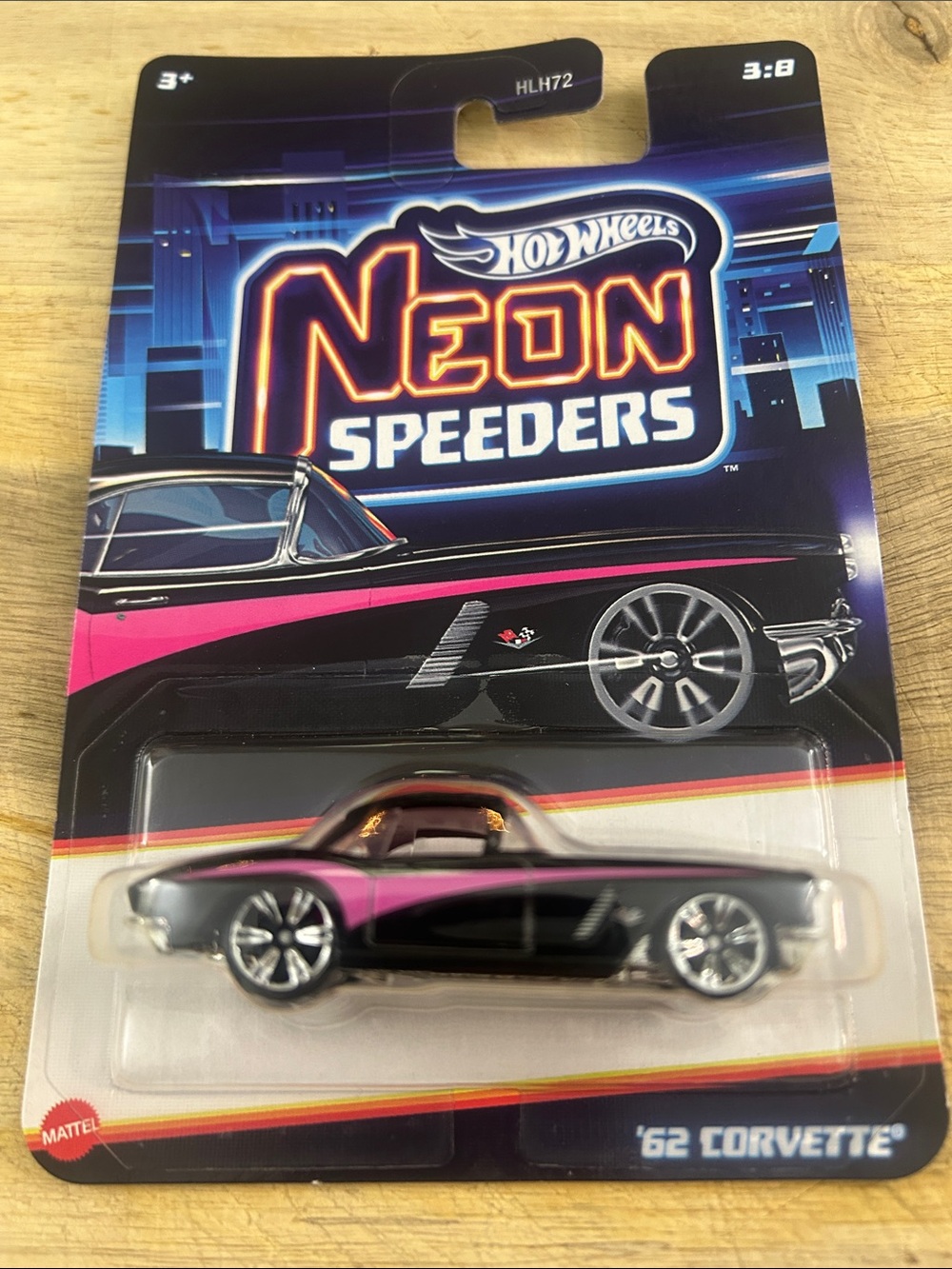 🔥Hot Wheels Neon Speeders '62 Corvette - Black & Pink